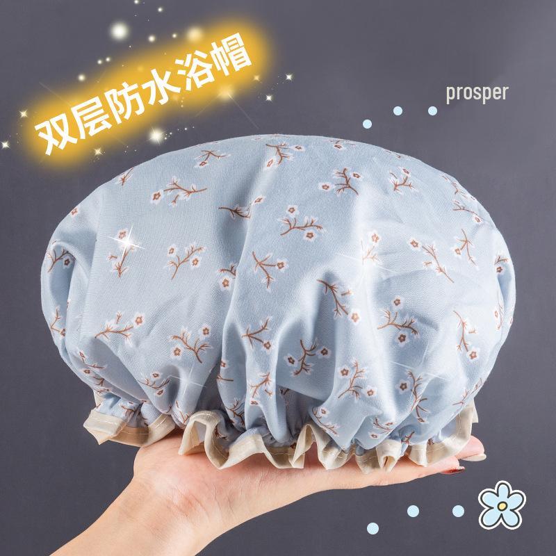 Double-Layer Waterproof Shower Cap for Hair Protection