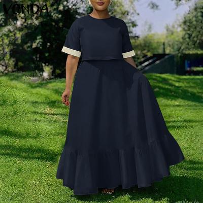 Women Outfits Short Sleeve Stitching Crop Blouse and Skirts Casual Elegant Summer Sets