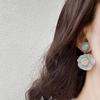 Spring and summer fresh and transparent pink flower silver nails super fairy vacation photo matte flower earrings jewelry girl