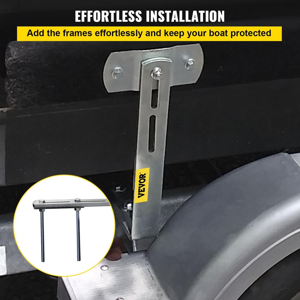 VEVOR Boat Trailer Guide-ons, 48", 2 PCS Rustproof Steel Trailer Guide Ons, Trailer Guides with Carpet-Padded Boards, Mounting Parts Included