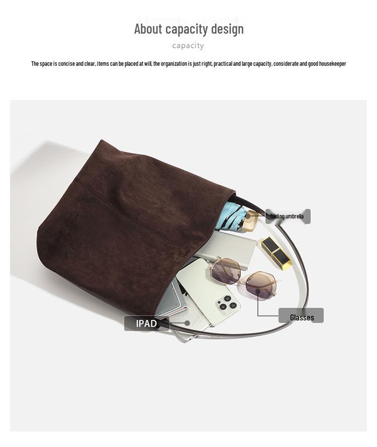 2024 High-End Matte Leather Women's Tote: Autumn/Winter Large Capacity Bucket Bag, Perfect for Versatile Commuting.