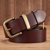 3.8CM High Quality Genuine Leather Belts for Men Brass Buckle Fancy Vintage Jeans Belt