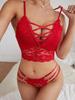 European and American Sexy Lace Deep V Strap Lingerie Set