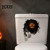 Graphic Wall Stickers for Refrigerator Spooky Crack Ghost Toilet Tank Lid Sticker, Halloween Horror 3D Broken Zombie Waterproof PVC