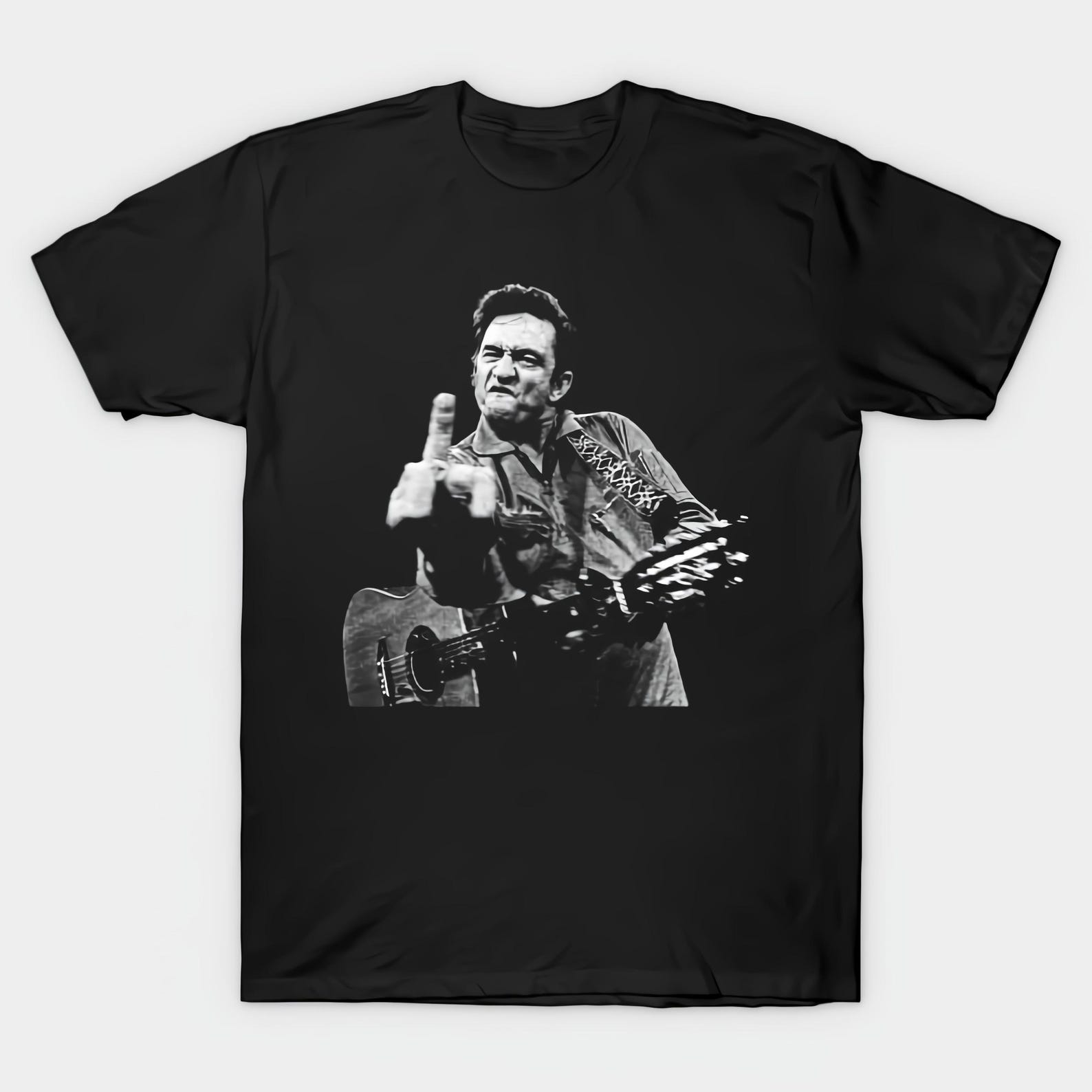 Johnny Cash Black T shirt Size S-4X Casual S