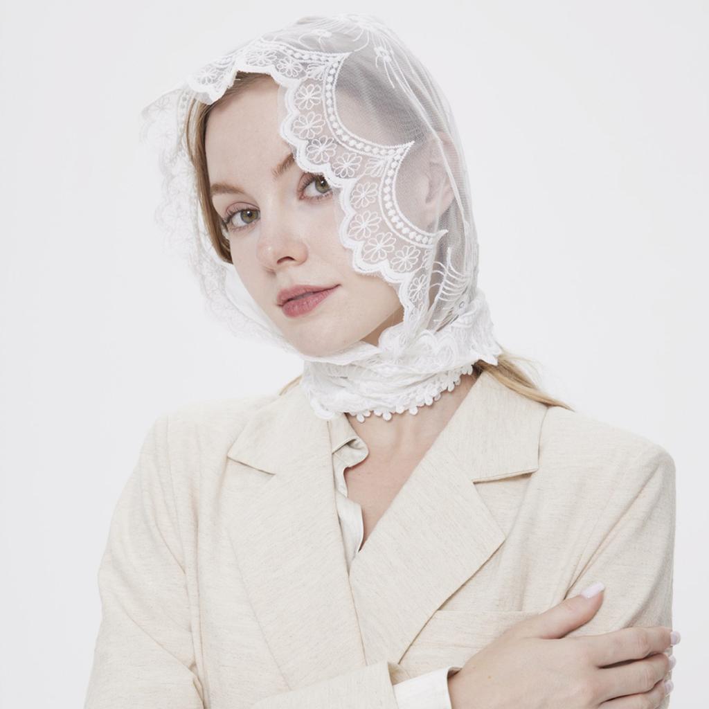 Voal Mantilă Dantelă Vintage Eșarfă de Cap Biserică pentru Mireasă Catolică Voal Eșarfă de Cap Catolică Articole de Acoperământ Vacanță la Plajă Bandane