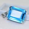 Natural Blue Topaz 91 Ct Emerald Cut   925 Sterling Silver Pendant