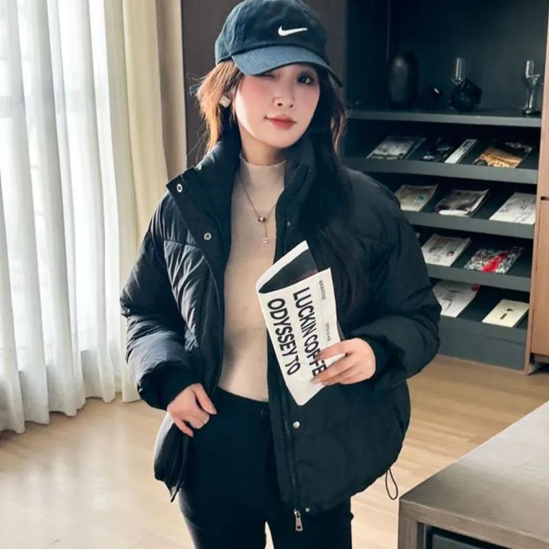 

2024 Новый Маленький Черный Короткий Пуховик Верхняя Одежда Женская Осень и Зима Пуховик Свободный Укороченный Теплый Дизайн Хлопковое Пальто XXL