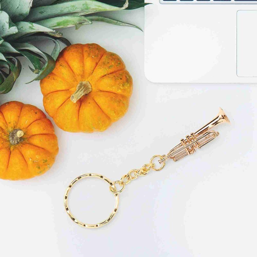 Compact Brass Trumpet Charm Miniature Musical Instrument Keychain Trumpet Pendant Decoration