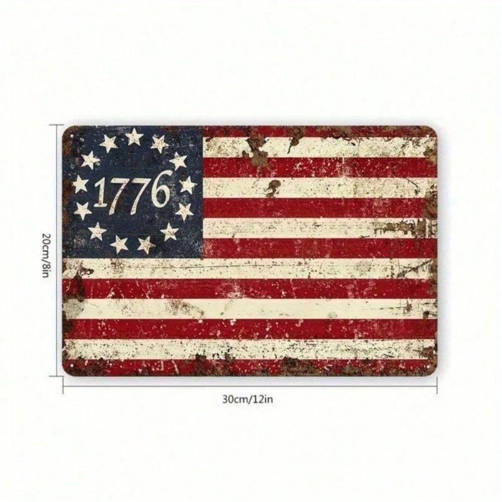 Vintage Metal Sign 4th of July Flag Decor Retro Patriotic Wall Art