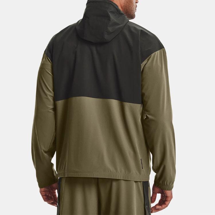 Under Armour Popover Woven Training Color Block Hoodie Men Hoodies Green 1366188-361