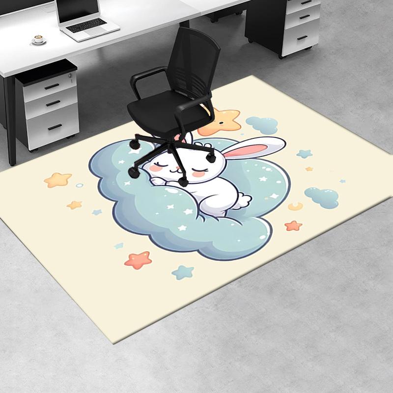 Charming Bunny Star Chair Mat Office Carpet for Home Decor, Suitable for Living Room, Bedroom, and Various Rooms