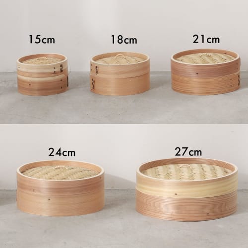 Pearl Metal Chinese Steamer, 24cm, Steamer for Vegetables, Shumai, and Xiaolongbao, Made with Natural Wood and Bamboo, Wanosato H-5715