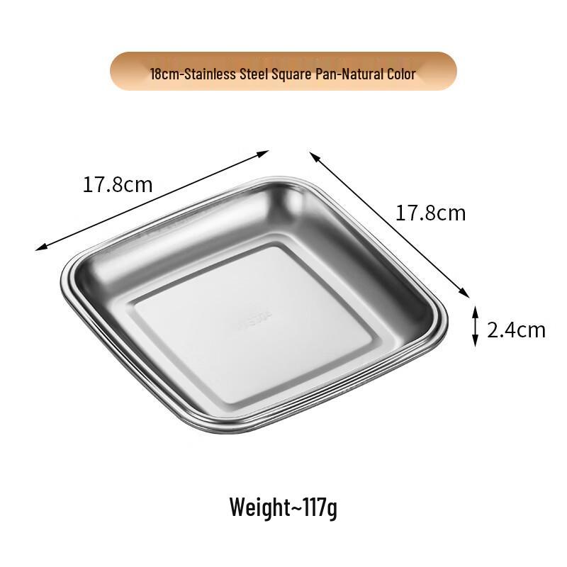 ZISIZ 304 Stainless Steel Square Snack Plate Set