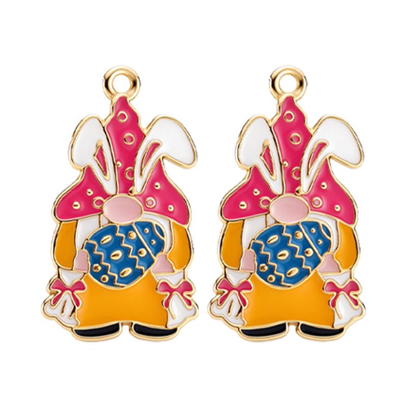 Easter Drip Oil Cartoon Egg & Rabbit Alloy Pendant Charm for DIY Necklace Accessories