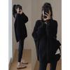 Autumn and Winter Pullover Women Medium and Long Sweater Fashion Loose Office Knitted Bottoming Shirt Solid Color O Neck Long Sleeve Casual Simple Top