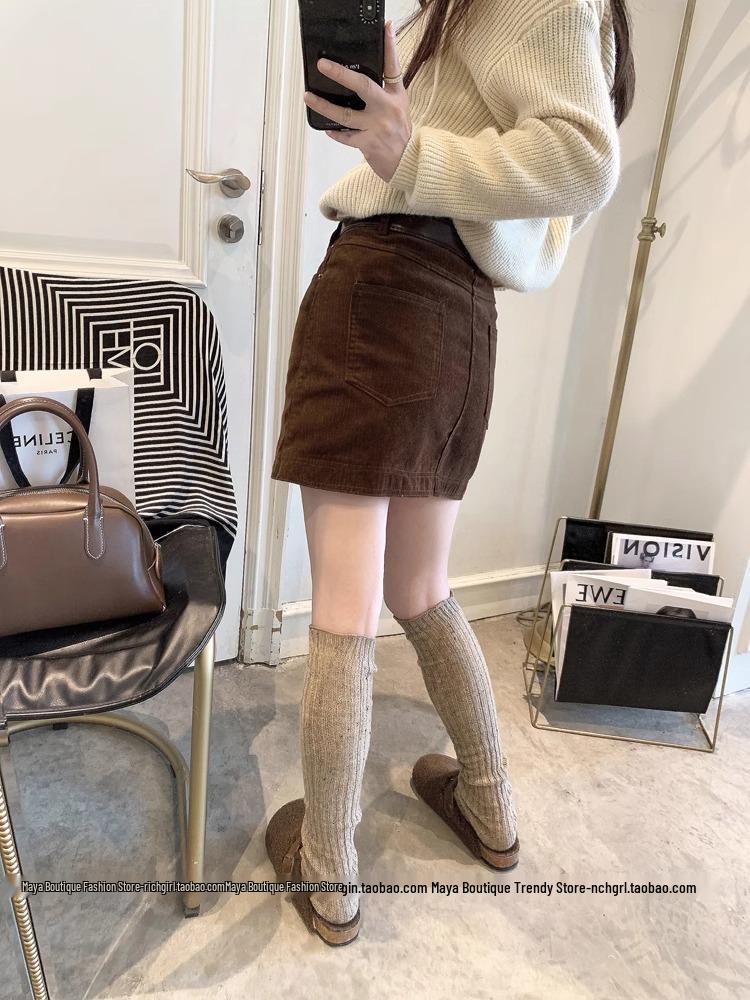 Autumn/Winter 2025 Korean Style High Waist Corduroy Mini Skirt - Slimming, Petite Fit, Versatile Fashion