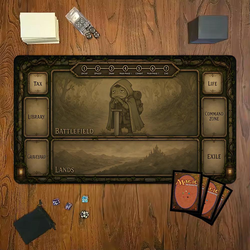 Vintage Frog Adventurer Design Mouse Pad Playmat 24"X14" MTG TCG Office Desk Mat for Work Game PC Laptop Rug Carpet MousePad