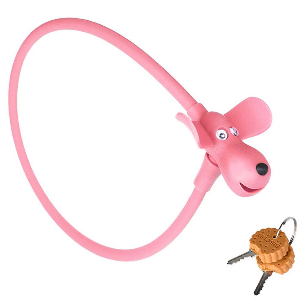 Puppy Bike Safety Lock with 2 Cookie Keys Silicone Covered Bike Lock Creative Kids Cute Cable Lock Bicycle Accessories