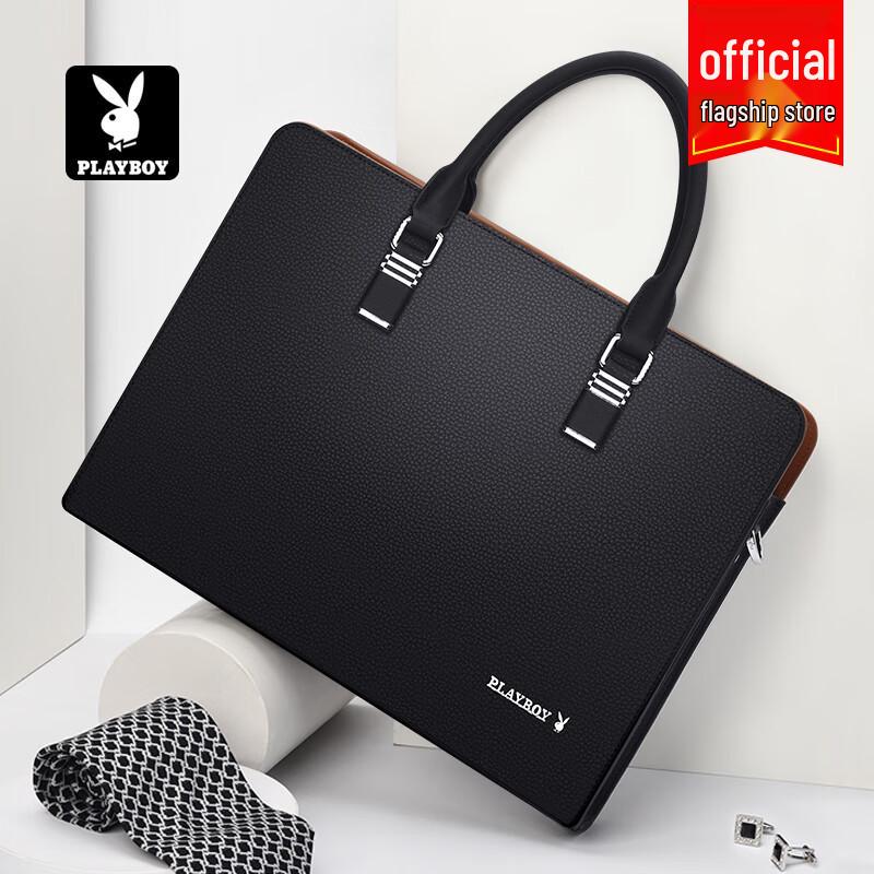 PLAYBOY Men's Leather Business Laptop Messenger Bag