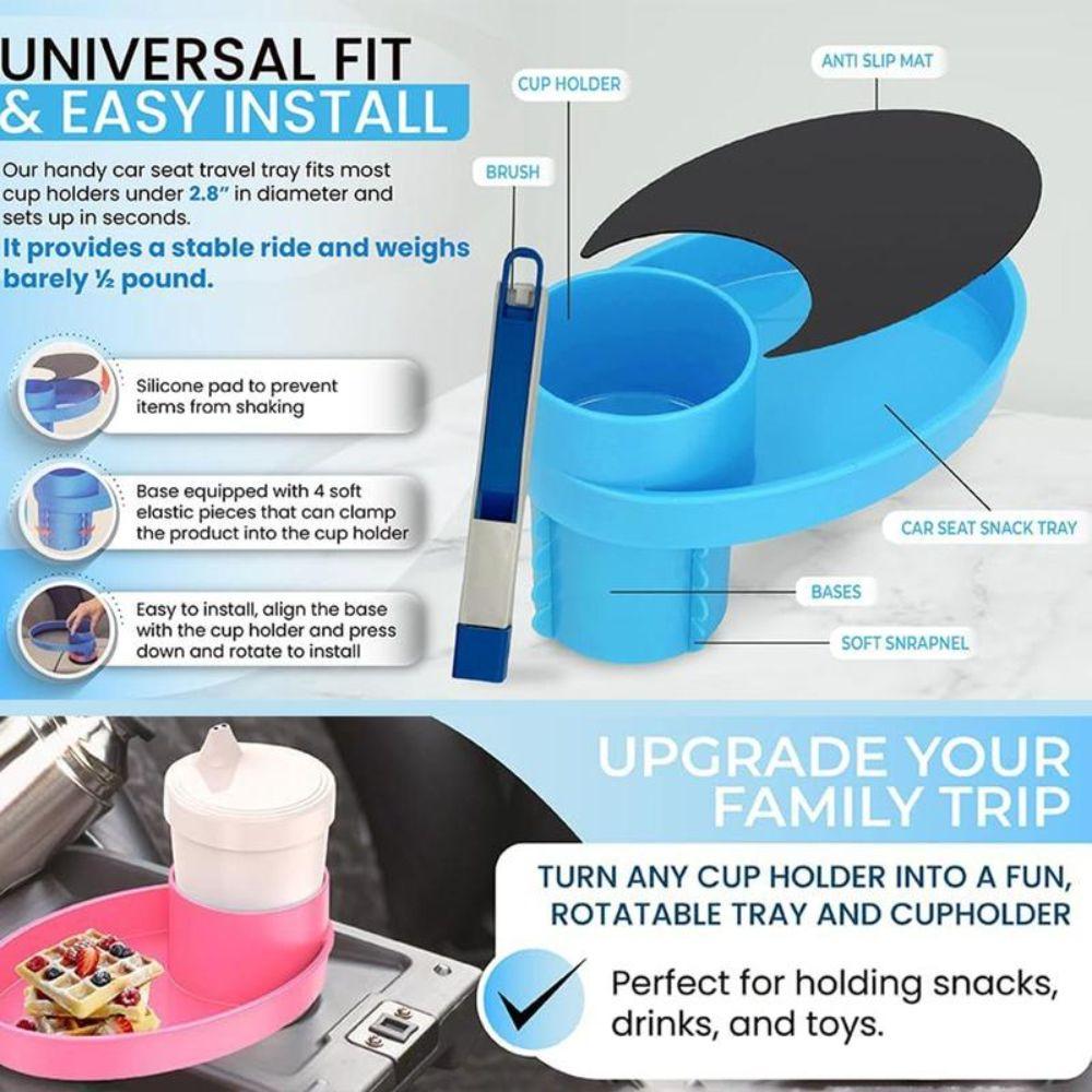 2 in 1 Travel Tray Stable Extend Cup Holder New Car Seat Snack Tray  Road Trip