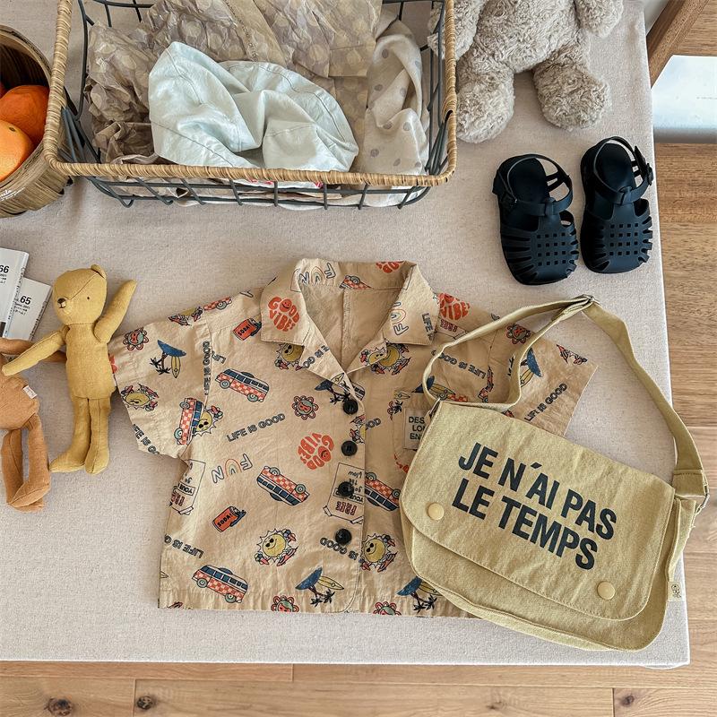 

Детская джинсовая рубашка с коротким рукавом в корейском стиле для лета 100 cm