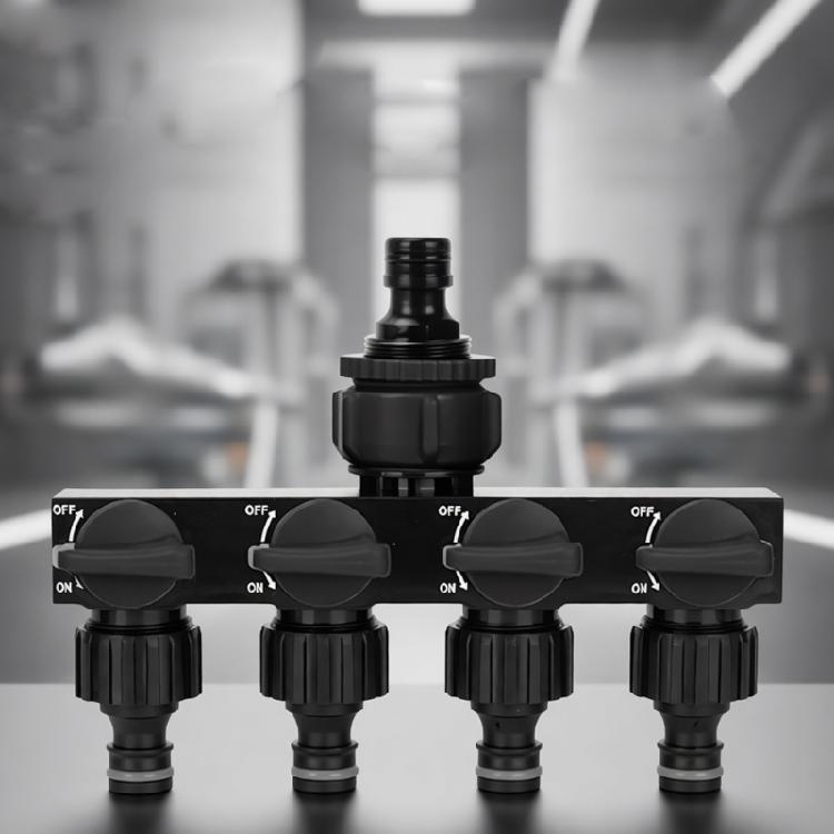 Versatiles Plastic Water Dispenser 4 Way Division With Ball Valves Suitable for Multiple Outdoor Applications
