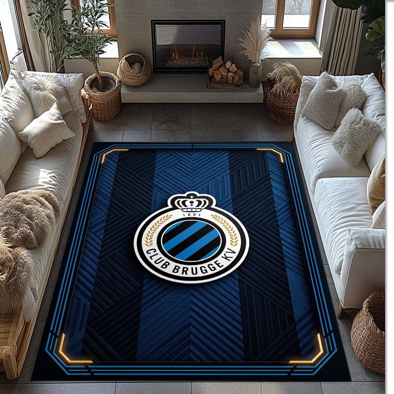 Club Brugge FC Soccer Football Pattern Soft Area Rug Non Slip Indoor Floor Carpet Sports Decor Mat for Bedroom