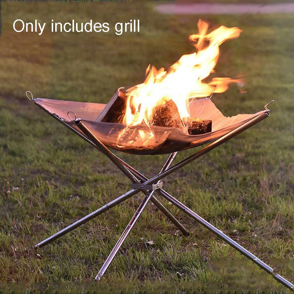 Portable Fire Pit Durable Outdoor Camping BBQ Mesh Fireplace Steel Backyard Rack Fire Quick Assembly Net Brazier Camping Net