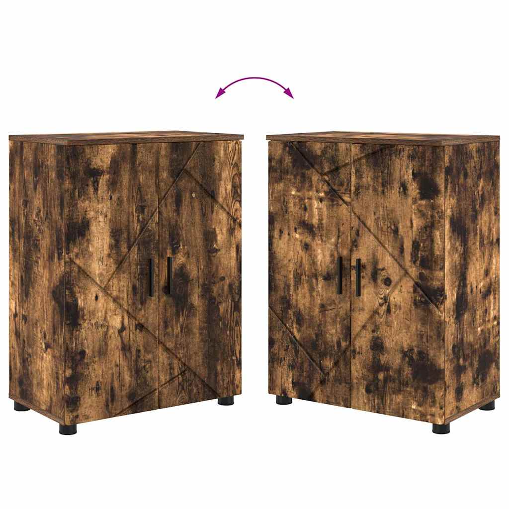 Bathroom Cabinet with Door Smoked Oak 60 x 35 x 80 cm