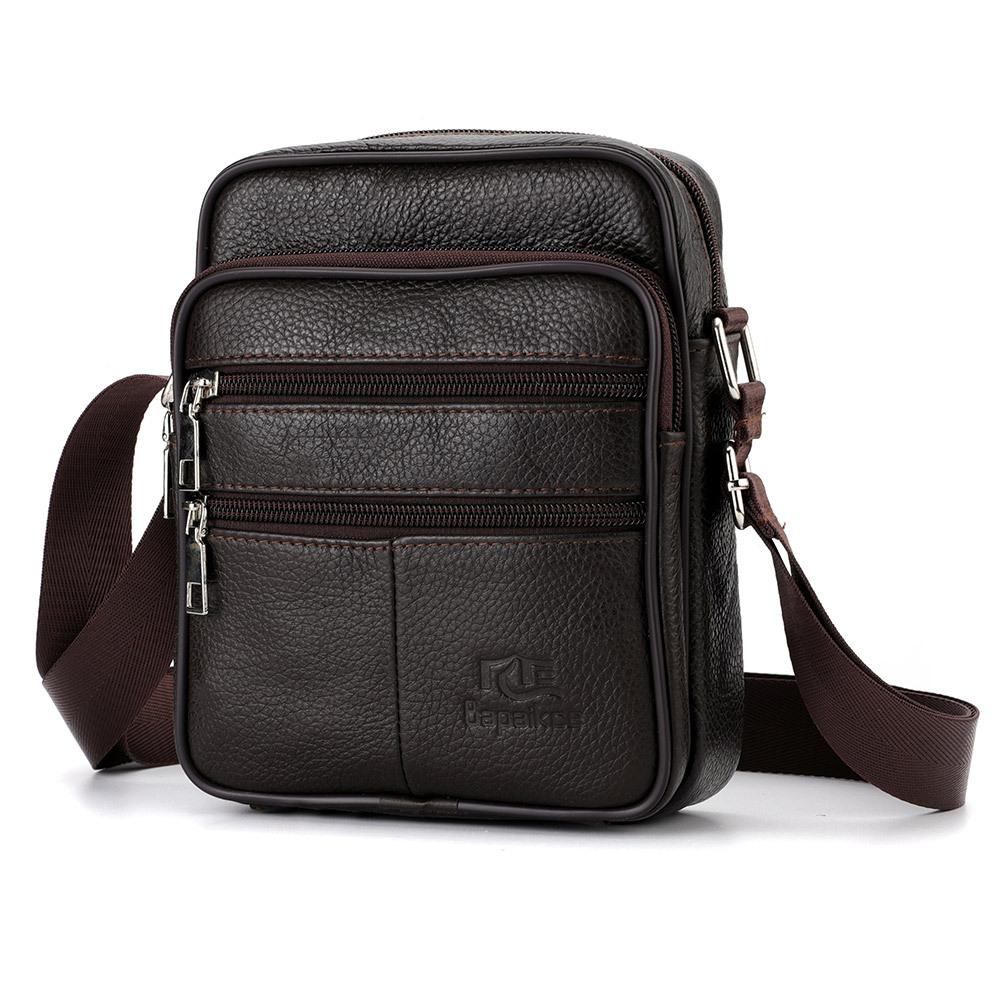 

Летняя новая мужская сумка через плечо из натуральной кожи, сумка через плечо из коровьей кожи с верхним слоем, модная деловая многофункциональная сумка-мессенджер с клапаном коричневый