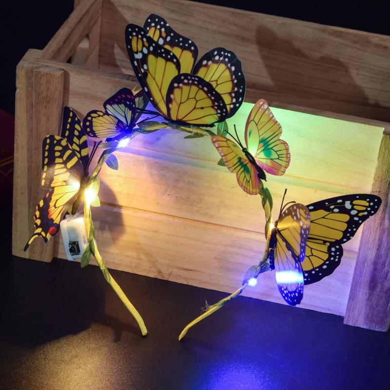Glowing Butterfly Luminous Hairbands Light Up Flash Headband Women Girls LED Neon Birthday Bridesmaids Wedding Party Supplies