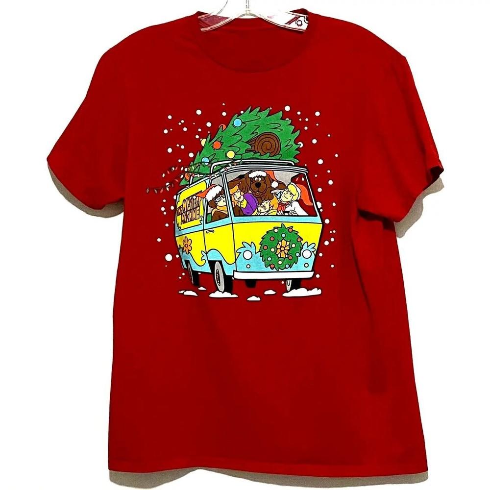 Винтажная футболка Scooby Doo Merry Christmas For Fans Хлопок Красный Унисекс BT624 Унисекс Футболка XXXXL