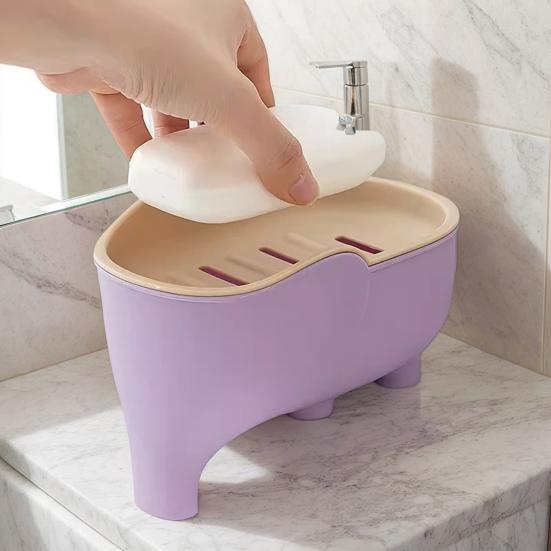 Yousheng Soap Holder Non-Slip Design Easy to Clean Double Layer Versatile Soap Dish with Drain Holes Bathroom Decoration