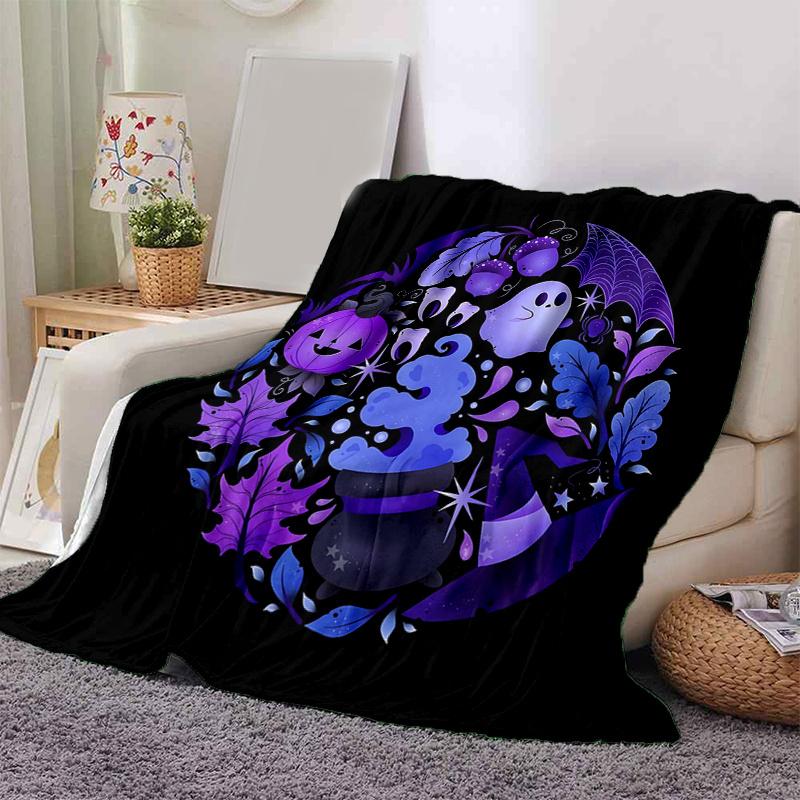 1pc Ghost Pumpkin Halloween Ideas Blanket, Home Decorative for All Seasons, Living Room, Travel, Camping, Car Blankets