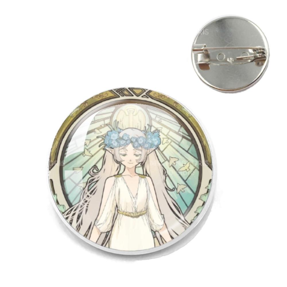 Anime Frieren Pins Cartoon Badge Round Creative Glass Metal Brooches For Backpack Jewelry Accessories Gifts