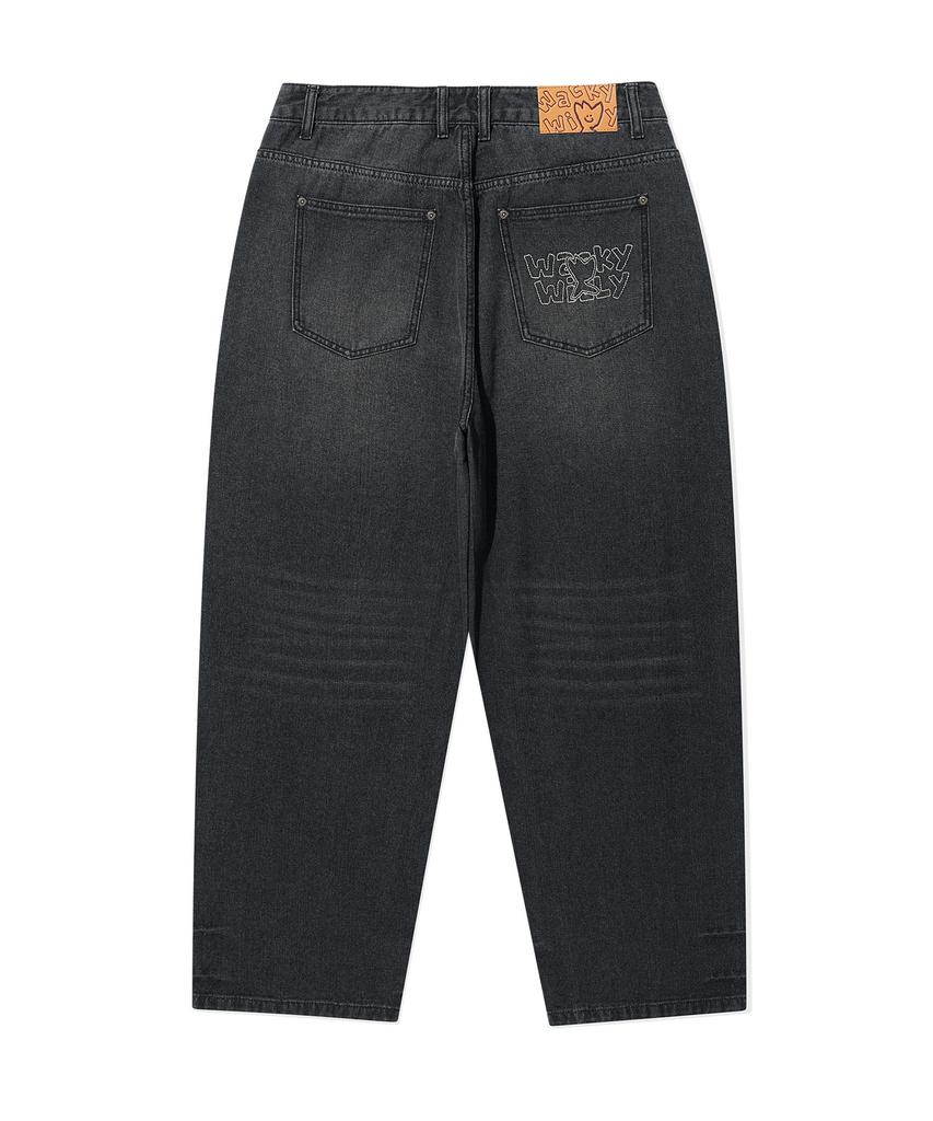 WACKY WILLY [26Ss] Wide Denim Pants Black