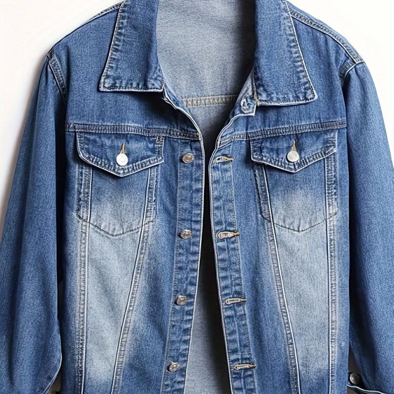 

2025 Korean-European Women s Long Sleeve Washed Denim Jacket M