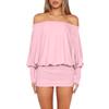 Mini Abito da Donna Scollo a Barca Manica Lunga Casual Vestibilità Larga Pullover Elasticizzato Bodycon