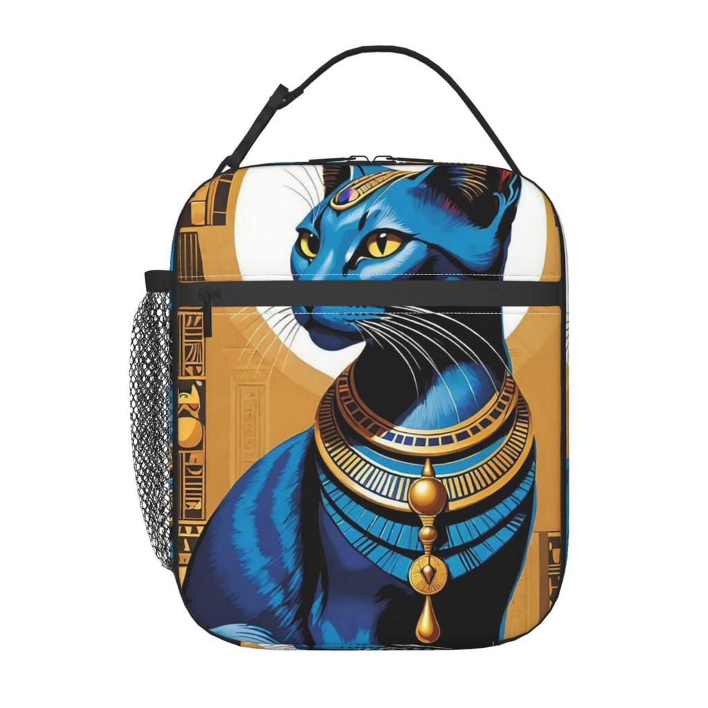 Egyptian Cat Pattern Insulated Lunch Bag for Kids School Cooler Thermal Food Box Tote Portable Lunch Boxes Container