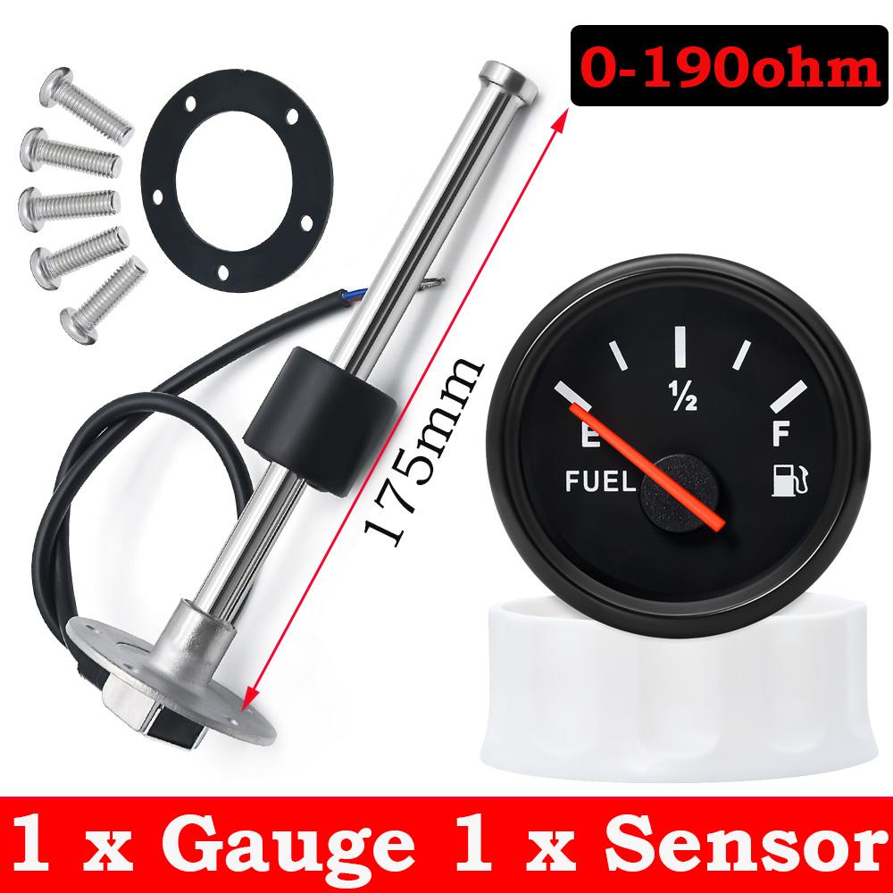 100-500mm Stainless Steel Marine Fuel Level Gauge Sensor Fit Boat Car Fuel Level Gauge Meter 0-190ohm with Red Backlight 9-32V