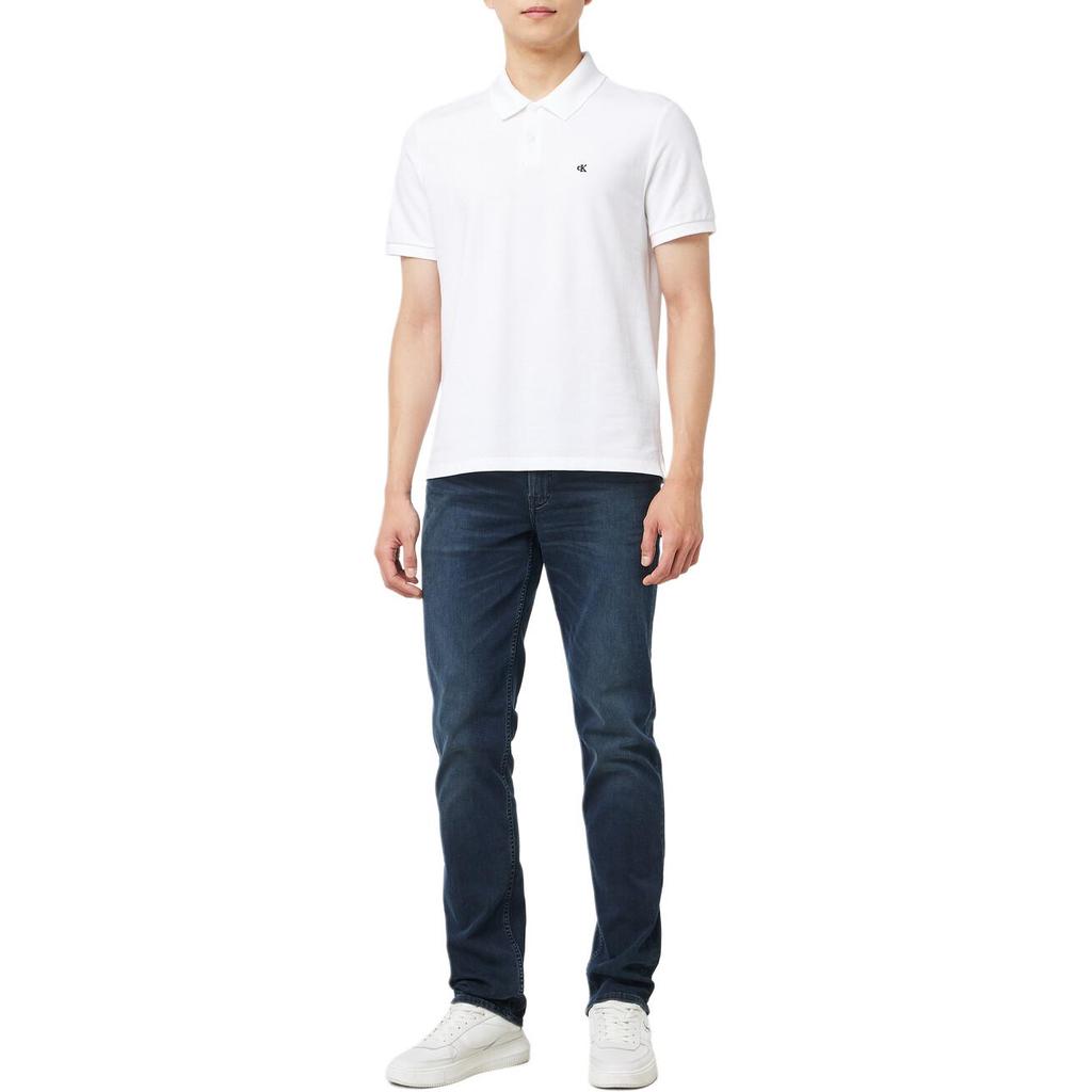 Calvin Klein Minimalist Commuter Versatile Comfortable Slim Fit Basic Solid Color Logo Embroidered Short Sleeve Polo Shirt Men Tops 40EM269-YAF