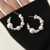 Geometrie C-Form Hängeohrringe Irreguläre Metallperlen & Perlen Halbkreisförmige Hängeohrringe für Frauen Party Trendiger Schmuck Geschenk