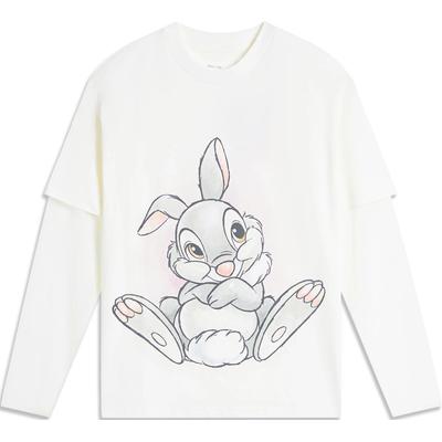 Li Ning X Disney Collaboration Sports Lifestyle Series Samp Rabbit Cartoon Letter Round Neck Comfortable Breathable Long Sleeve T-Shirt AHSU724-1