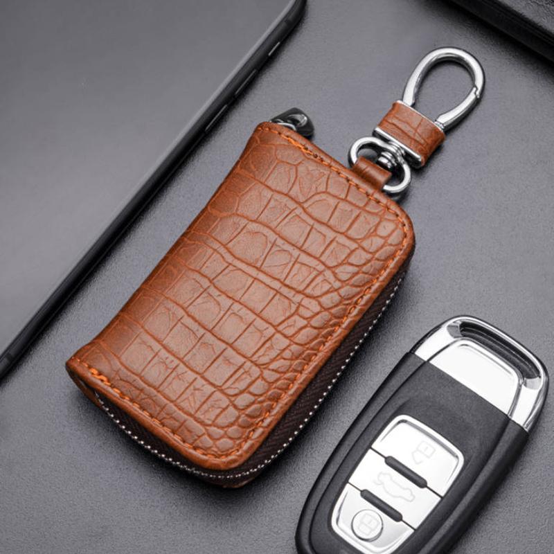 Car Keychain Cover Crocodile Pattern Men'S Keychain Leather Car Key Wallet Butler Key Storage Bag Zipper Key Bag Unisex Pouch