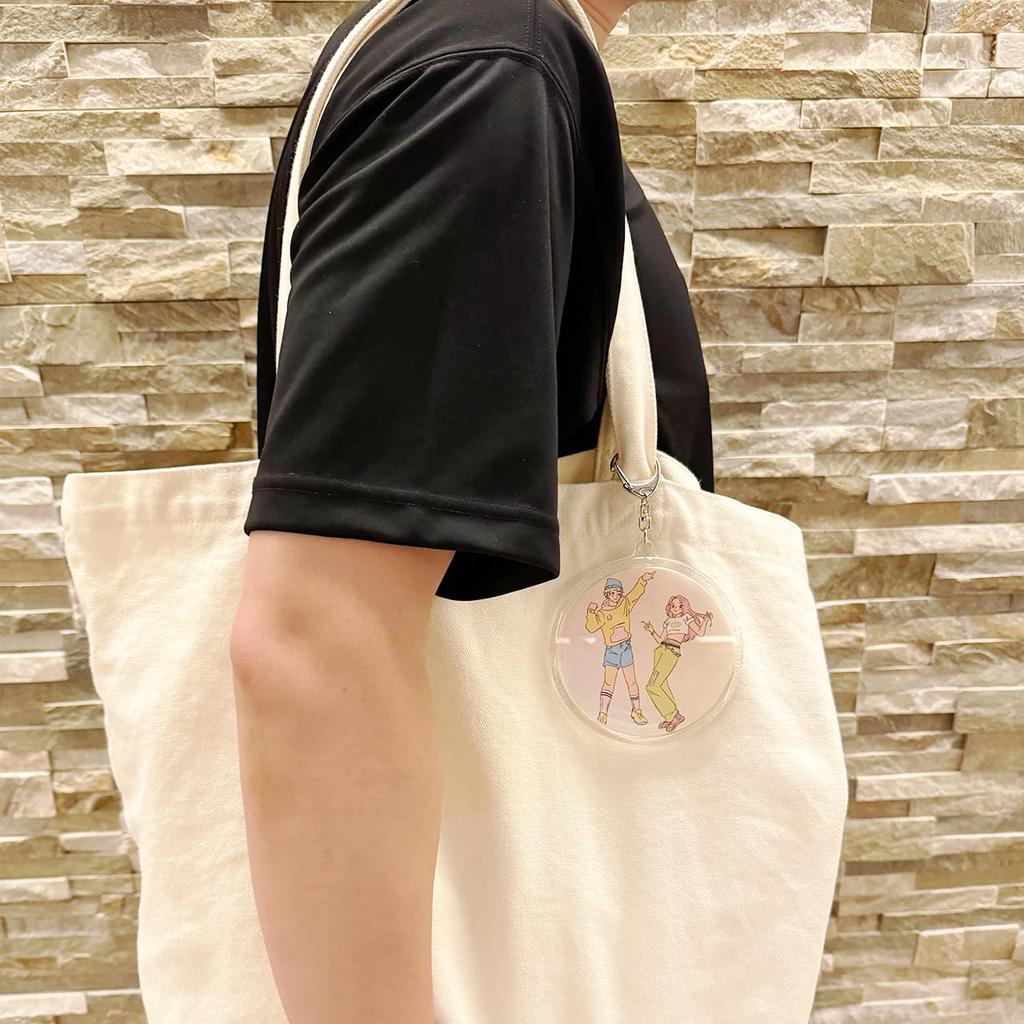 90mm Round Acrylic Keychain Holder, Extra Large, Fits Collaboration Cafe Coasters, Handmade, Clear Acrylic Parts, Made in Japan (Pack of 6)