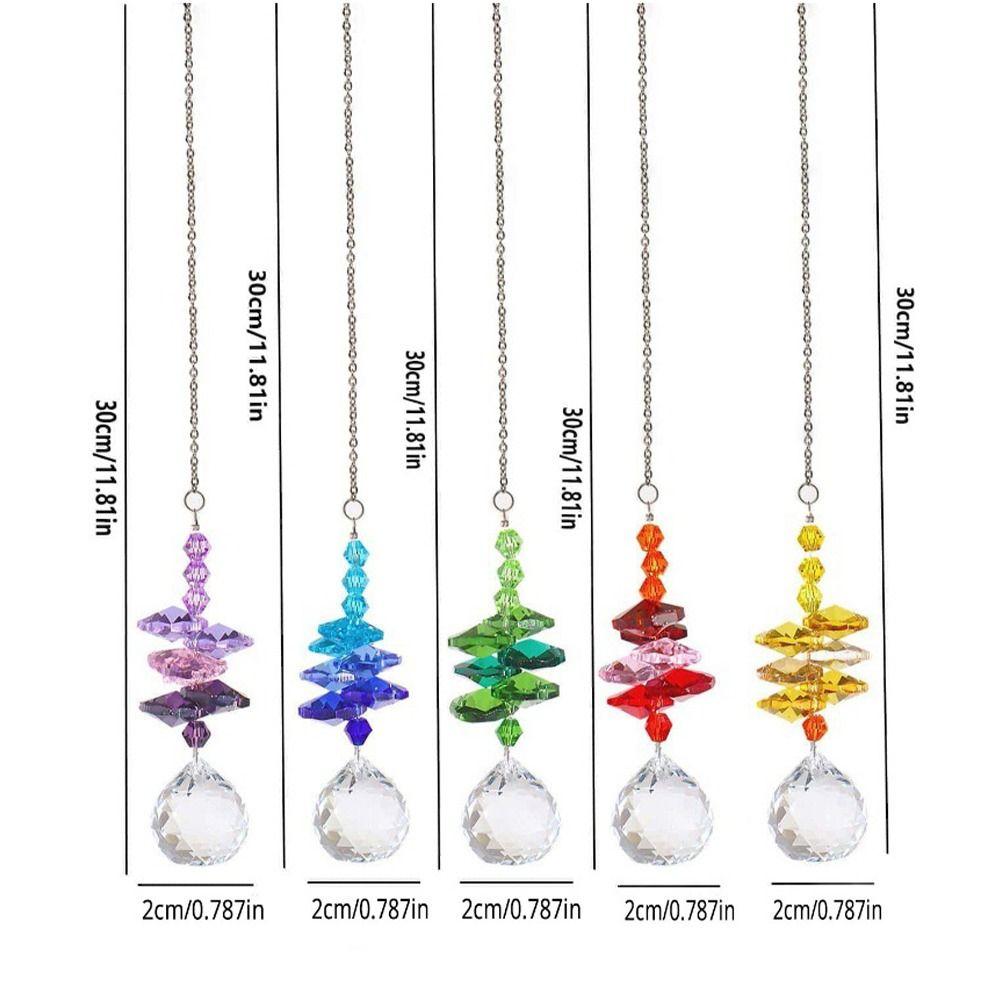 5Pcs Hanging Crystal Wind Chime Colorful Light Collection Pendant Home Decor Sun Catcher  Blessing