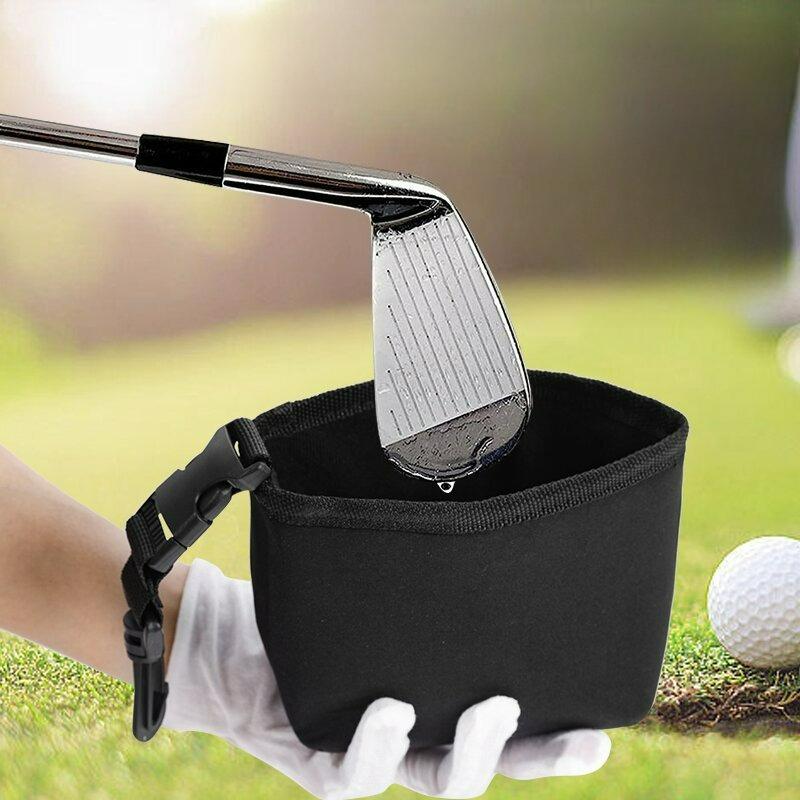 Portable Golf Club And Ball Cleaning Bag With Detachable Clip Waterproof Liner Scrub Pouch Golf Accessory Wash Holder