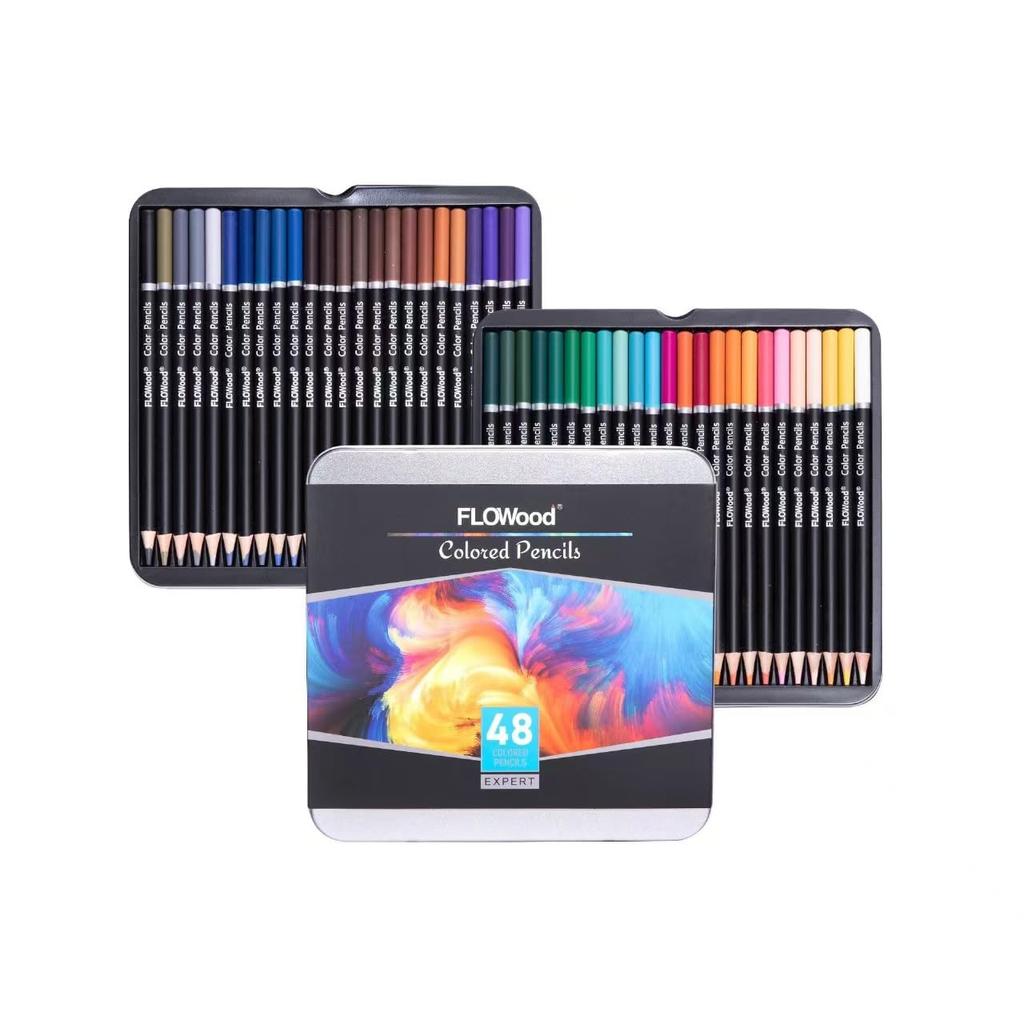 FLOwood Colored Pencil for Smooth Wooden 48-Color Set, Artists, 3.0mm Core, Layerable,
