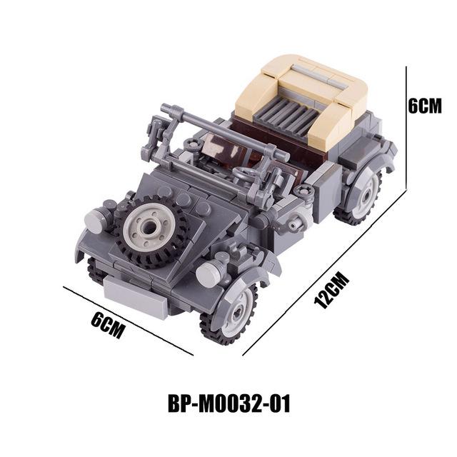 Blocuri de construcție vehicul militar din Al Doilea Război Mondial Soldați americani germani Vehicul blindat Camion Accesorii Personaj Jucărie Mini Cărămidă TQ010